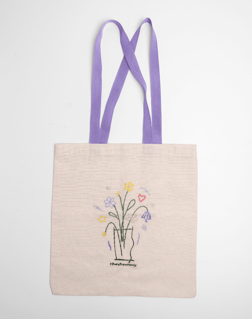 Tote Bag bordada con strap morado