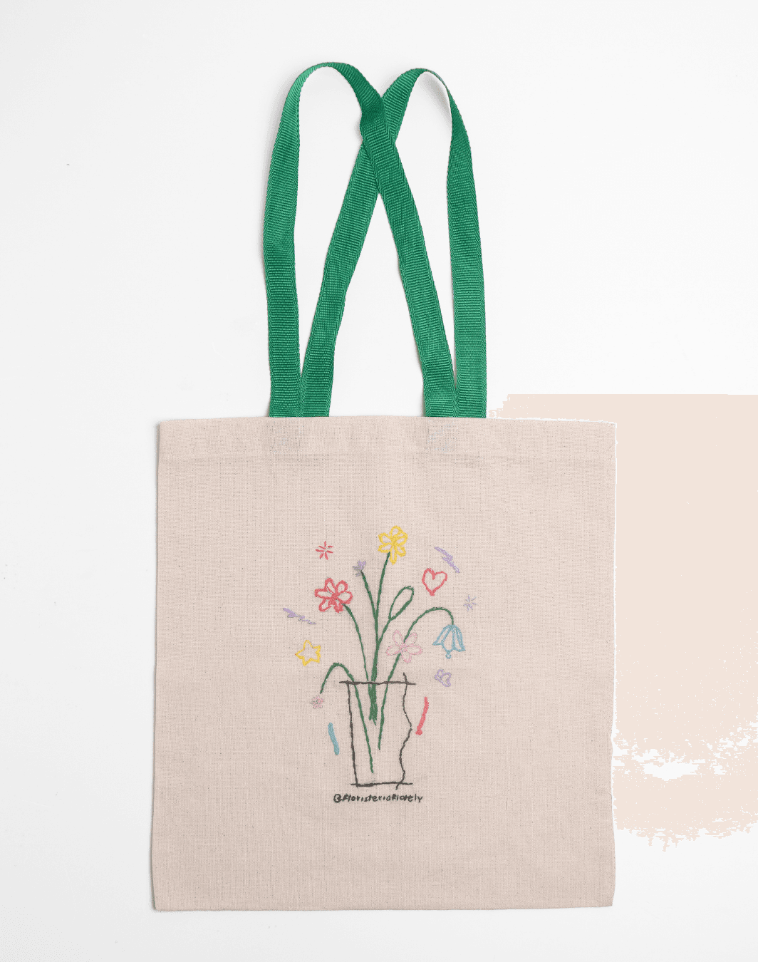 Tote Bag bordada con strap verde