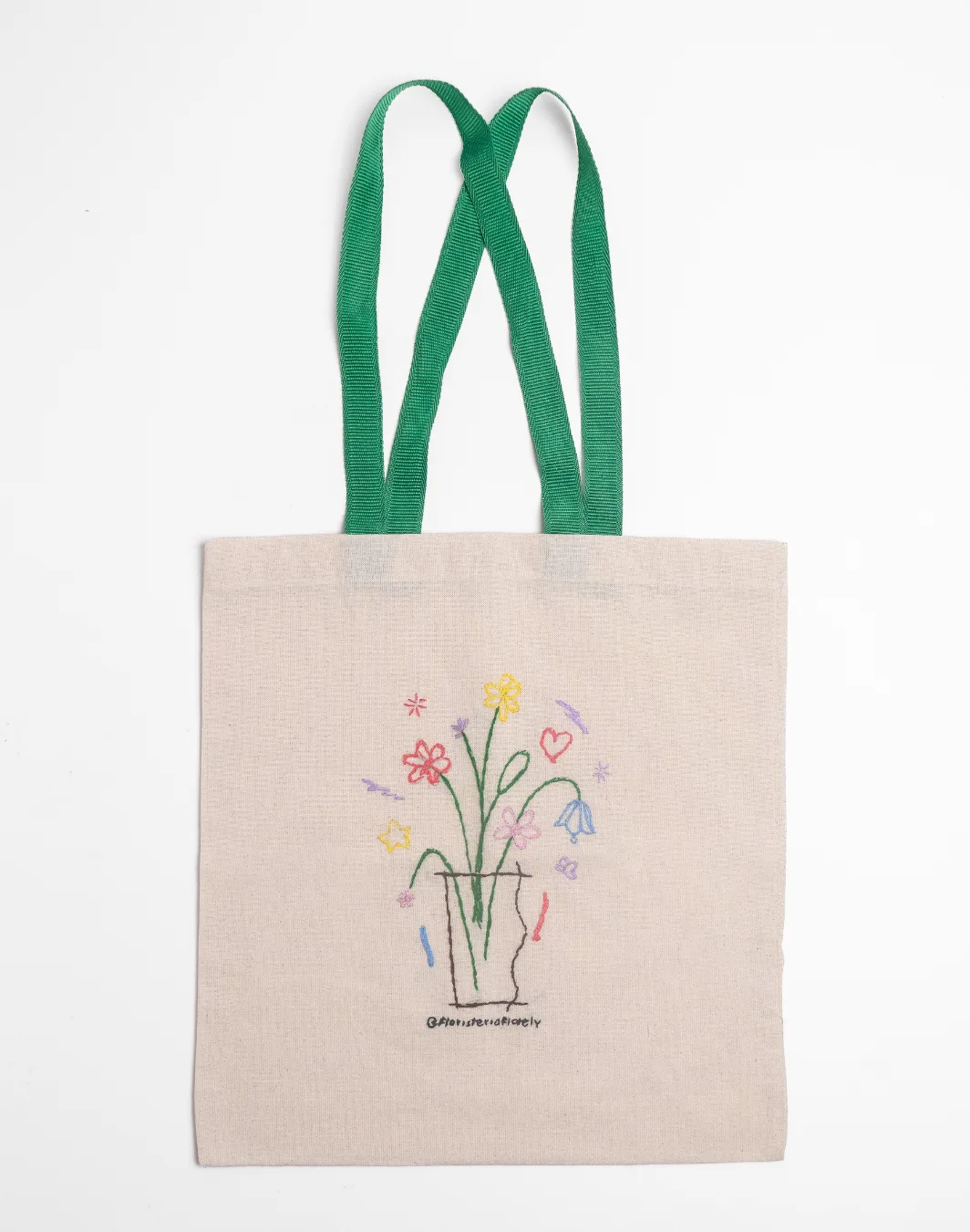 Tote Bag bordada con strap verde