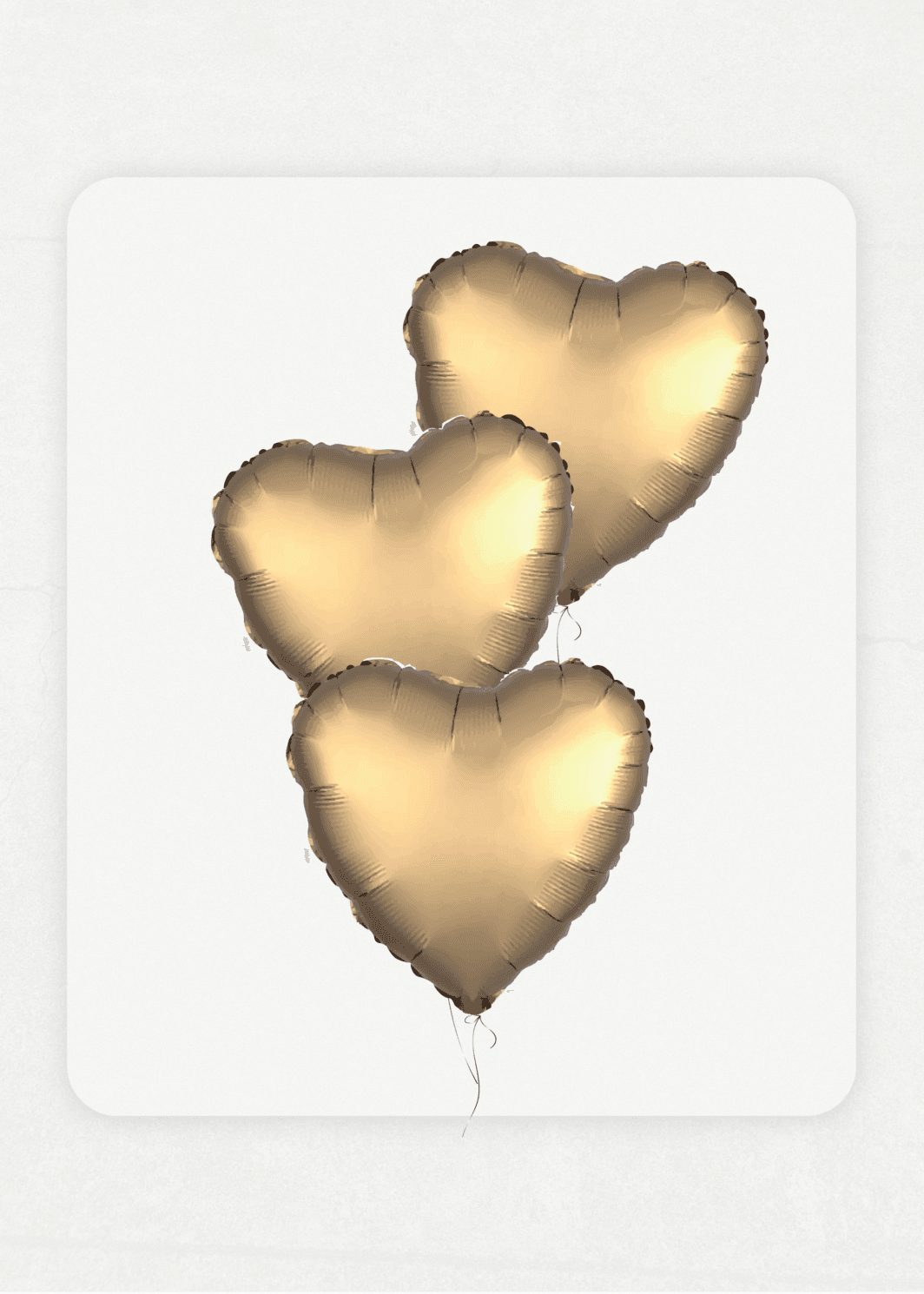 Set de 3 globos foil con helio en forma de corazón