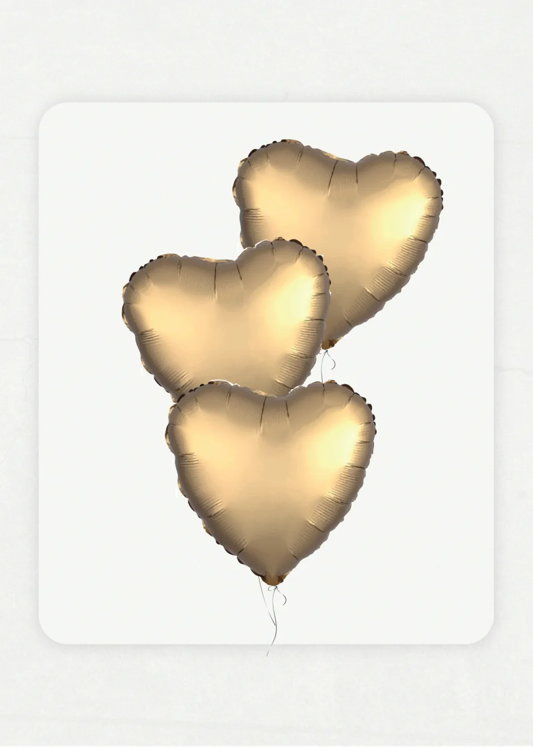 Set de 3 globos foil con helio en forma de corazón